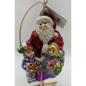 Vtg Radko Exclusive Design Christmas Ornament "SANTA'S VISIT" OG Box Hang Tag